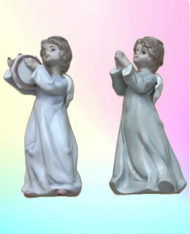 Graceful Vintage Collectibles: Formalities by Baum Bros Angel Figurines (Set of 2)
