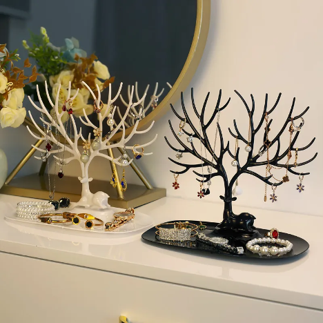 Deer Antlers Jewelry Holder - Tree Branch Design with Oval Base Tray