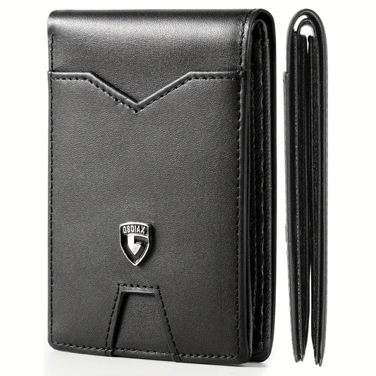 Ultra Slim RFID Blocking Carbon Fiber Wallet for Men – Minimalist Bifold, 11 Card Slots, Durable Microfiber Leather, Gift Box – Compact Credit Card Holder, Stylish Orange – Perfect Gift for Dad, Husband, Son, Boyfriend, Friend
