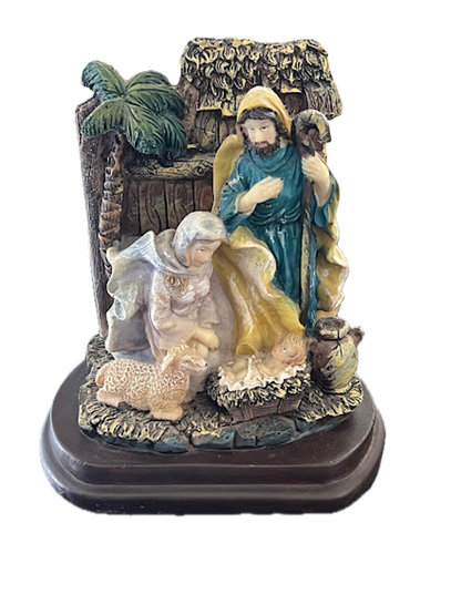 Hand-Painted Nativity Scene Figurine – Mary, Joseph, & Baby Jesus - A Timeless Christmas Centerpiece