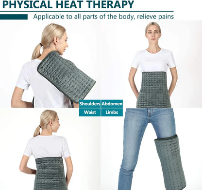 Portable & Washable Heating Pad for Pain Relief - 24" x 12" with Remote Control, 6 Heat Levels & Auto Shut-Off Timer - Perfect Gift for Back, Neck & Muscle Relief