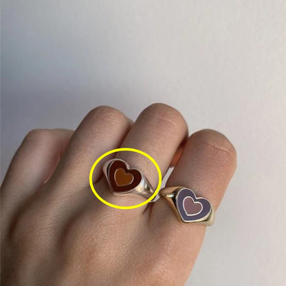 Vintage Heart Ring:  Alloy, Electroplated Finish - Orange/Green/Brown Gold & Silver - Sizes 6, 7, 8