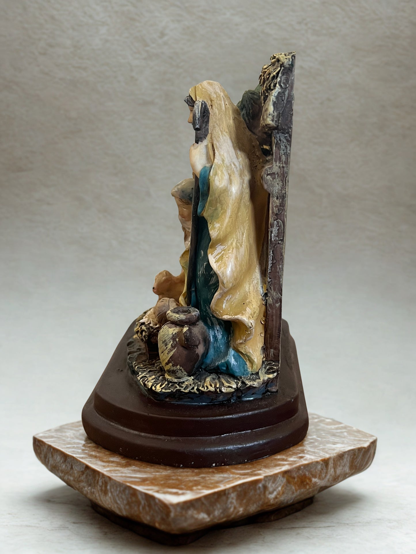 Hand-Painted Nativity Scene Figurine – Mary, Joseph, & Baby Jesus - A Timeless Christmas Centerpiece