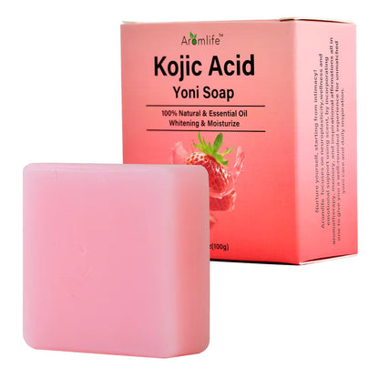 3 Pcs Pure Bliss Kojic Acid Yoni Soap - Natural Intimate Whitening & pH Balance Bar, Organic Feminine Hygiene Cleanser with Essential Oils, Moisturizing Daily Care Soap 3.5oz (Strawberry, Pineapple, Peach)