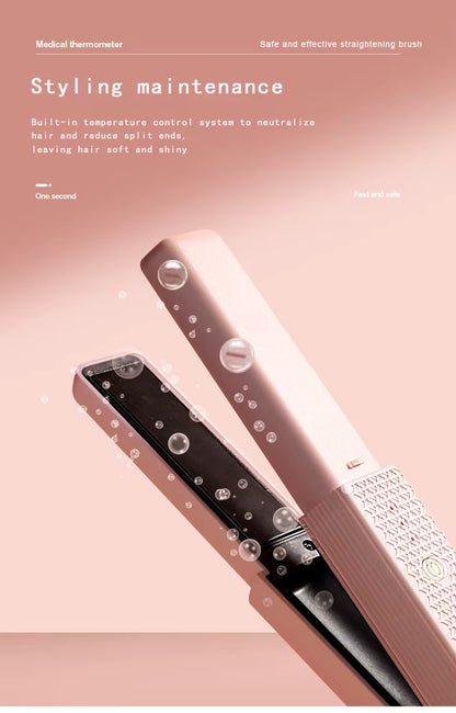 Portable Cordless Hair Straightener & Curler - USB Rechargeable 2-in-1 Flat Iron with Tourmaline Ceramic Plates | 30-Second Heat-Up, 3 Temperature Settings for All Hair Types