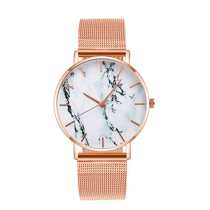 Fashion Rose Gold Mesh Band Creative Marble Female Wrist Watch Luxury Women Quartz Watches Gifts Relogio Feminino