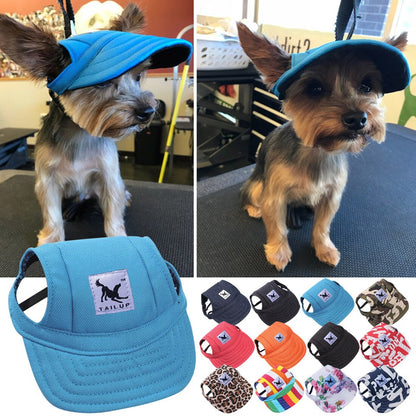 Cute Adjustable Cat and Dog Baseball Cap Canvas Cap With Ear Holes For Pet Dogs and Cats
