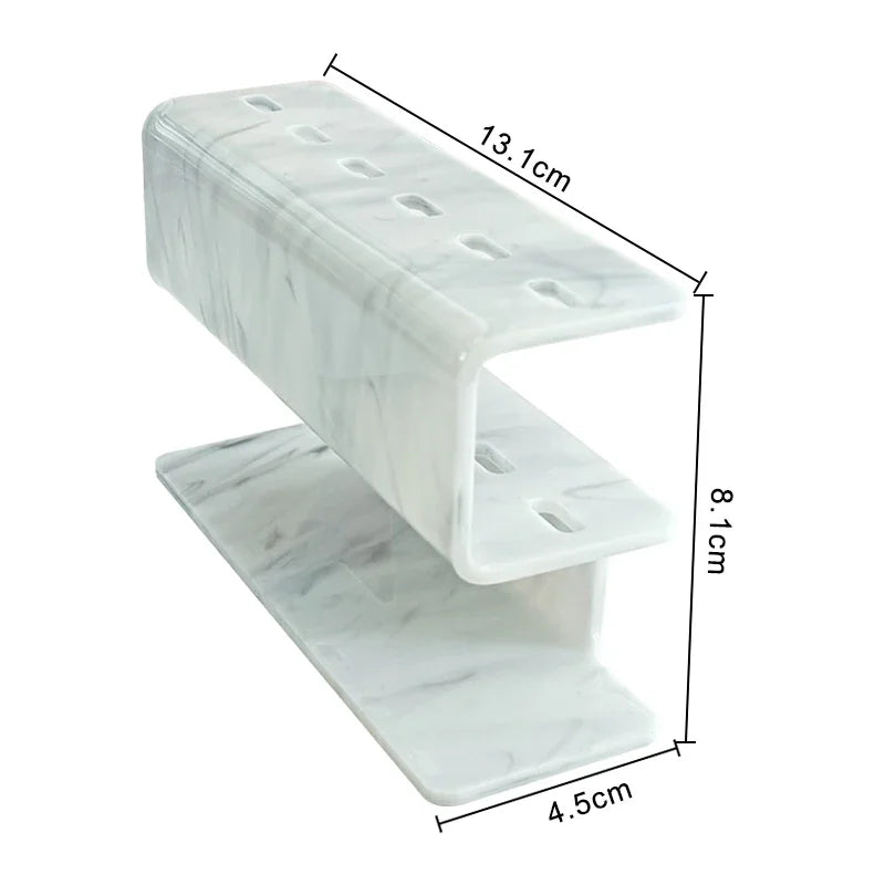 Premium 6-Slot Acrylic Tweezers Organizer Stand - Professional Organizer for Lash Extensions, Makeup & Beauty Tools, Lash Artists, Makeup, & Tattoo Tools (White/Marble/Black)