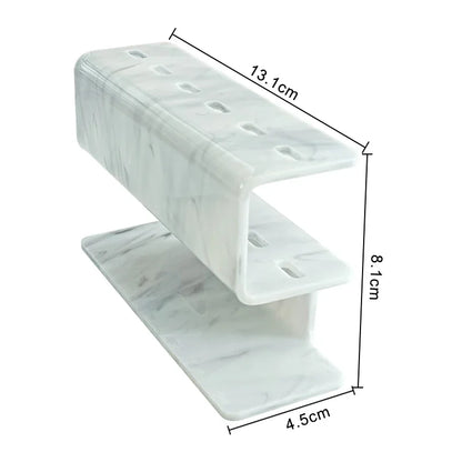 Premium 6-Slot Acrylic Tweezers Organizer Stand - Professional Organizer for Lash Extensions, Makeup & Beauty Tools, Lash Artists, Makeup, & Tattoo Tools (White/Marble/Black)
